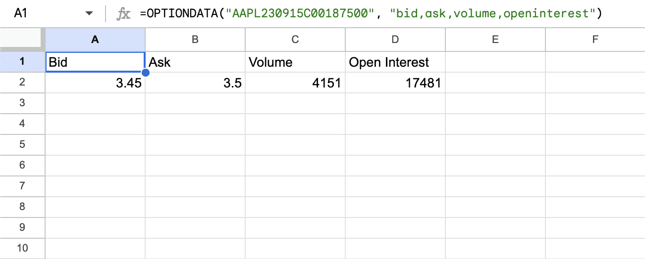 OPTIONDATA with custom column output